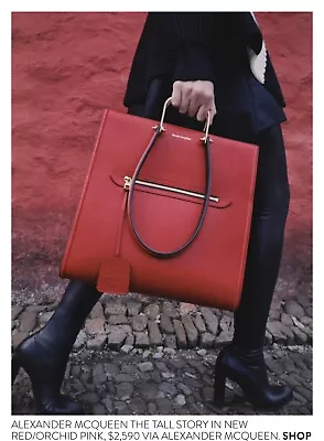 Alexander McQueen Red Leather Tall Story Bag/Tote Authenticated Retail $2590 WOW • $1187.50