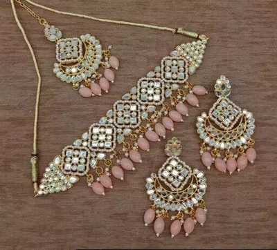$35.98 • Buy Gold Plated Indian Bollywood Necklace Earring Bridal Wedding Kundan Jewelry Set