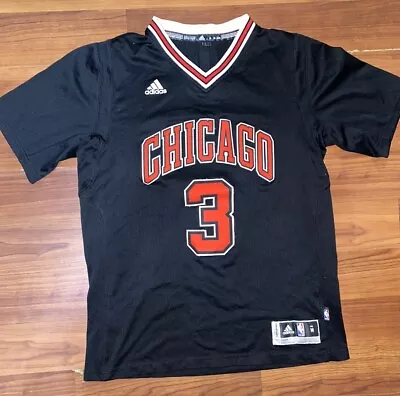 NBA Jersey  CHICAGO BULLS DWAYNE WADE ADIDAS SWINGMAN LONG SLEEVE AWAY BLACK  • $19