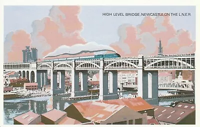 Unused Postcard -  Train Going Over High Level Bridge Newcastle On The L.n.e.r. • £1.50