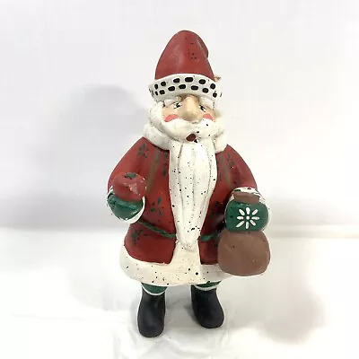 VTG Midwest Santa Claus Figurine Rustic Folk Art Holds Hearts Bag Apple 7.5  • $20.95