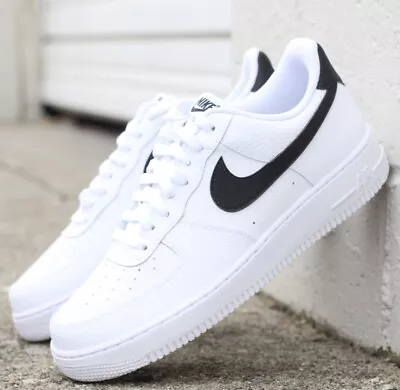 Nike Air Force 1 Low '07 White Black Pebbled Leather CT2302-100 Mens New • $94.99