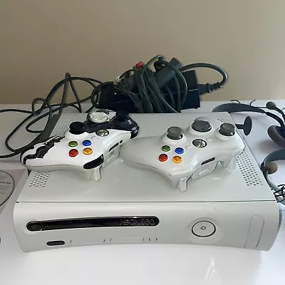 Xbox 360 White Console W/ 60 GB HDD Includes Power/AV Cable 2 Controllers +More • $85