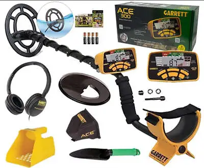 Garrett Ace 300 Metal Detector With Garrett Treasure Digger & Plastic Sand Scoop • $297.43