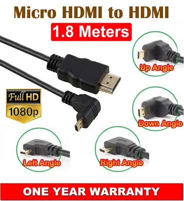 $6.79 • Buy HDMI V1.4 To 90° Degree Micro HDMI Male Adapter Cable Left Right Up Down Angle 