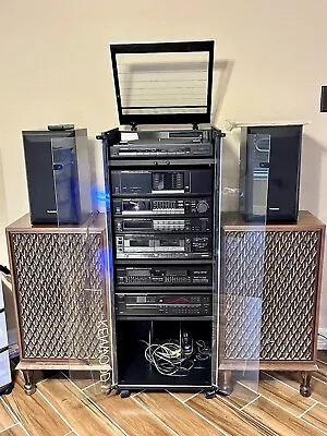 $3000 • Buy Vintage 1980s Kenwood Stereo 7 Component Rack System With Cabinet 4 Speakers