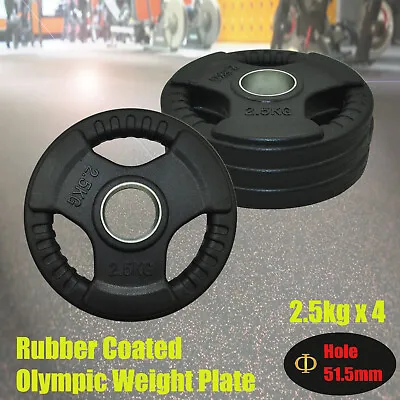 2.5kg X 4 Rubber Coated Cast Iron Olympic Weight Plate - Commercial Grade • $49.95
