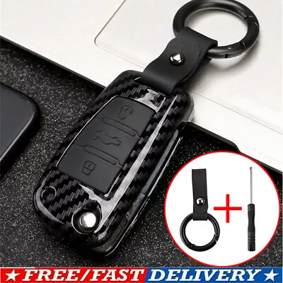 Car Carbon Fiber Key Shell Case Fob Cover For Audi A1 A3 A4 A6 TT Q3 Q7 S1 S3 • $12.82