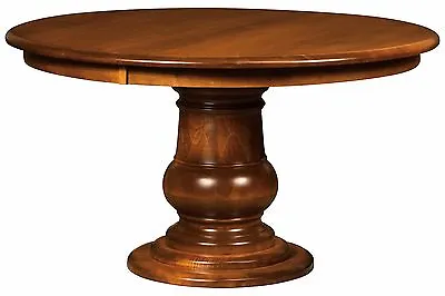 Amish Round Pedestal Dining Table Solid Wood Traditional Extendable 54  60  • $2079