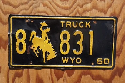 $24.99 • Buy 1960 Wyoming Truck License Plate # 8 - 831