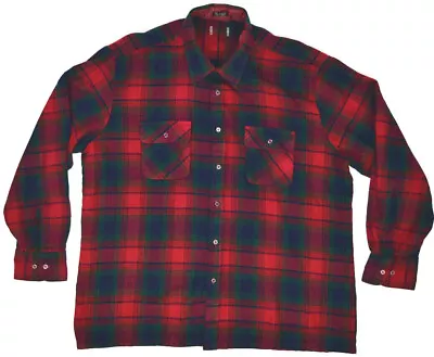 Plaid Flannel Shirt L/XL VTG 70s Red Green Box Shadow Plaid Flannel Grunge • $47.48