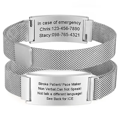 Vnox Personalized Medical Alert ID Bracelet Emergency Bangle Wristband • $12.99