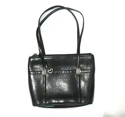 Vintage Brighton Black Leather Tote Handbag 12 X 14 • $45.99