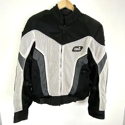 Tour Master Intake Armored Motorcycle Jacket Black White Gray Rem. Liner Sz M42 • $98.78