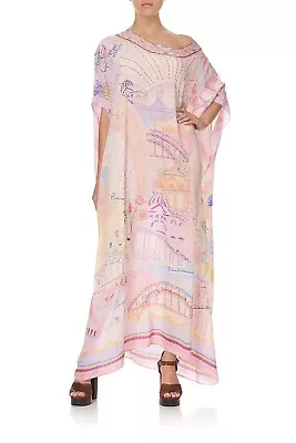 NWT Camilla Pink Sorbet Sydney Round Neck Maxi Kaftan Dress One Size 100% Silk • $300