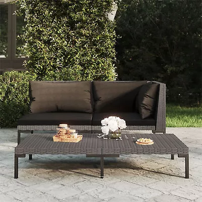 Garden Sofa With Cushions Half Round Poly Rattan D3H7 • $294.36