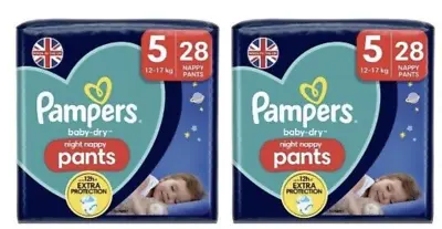 Pampers Baby-Dry Night Nappy Pants Size 5 28 Night Nappies X 2 • £23.95