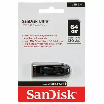 SanDisk 64GB Ultra USB 3.0 Flash Drive SDCZ48064GUQ46 Genuine AU Stock &Warranty • $14.50