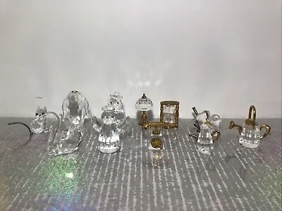 $180 • Buy Swarovski Crystal Figurine Lot Cat Swan Snowman Angel Lamp Phone Shamrock Gold