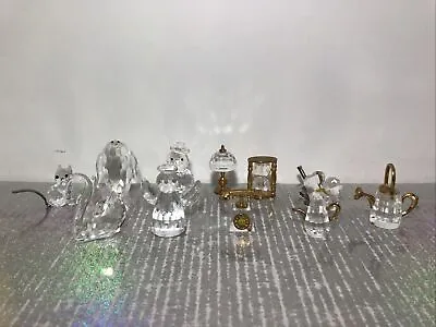 Swarovski Crystal Figurine Lot Cat Swan Snowman Angel Lamp Phone Shamrock Gold • $180