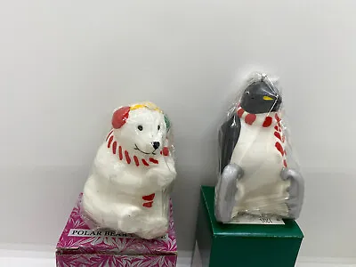 Vintage Lot Of 2 Christmas  2 Candles Polar Bear And Penguin Still Sealed  • $2.99