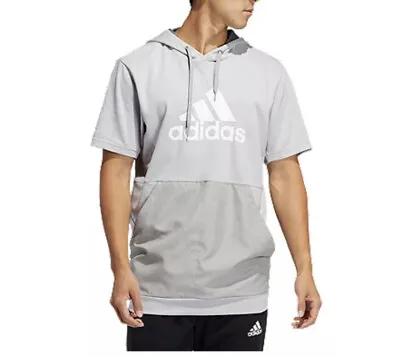 $32.99 • Buy Adidas Men Game And Go Short Sleeve Hoodie Sweatshirt Gray FM0112