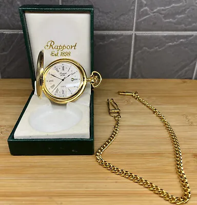 £44.99 • Buy Rapport Est 1898 Gold Tone Full Hunter Quartz Pocket Watch |Free UK Delivery