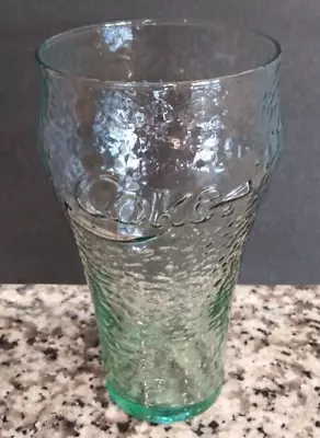 Vintage Enjoy Coca Cola Green Tinted Glass 6  Tall Textured Soda Pop Drink Cup • $4.99