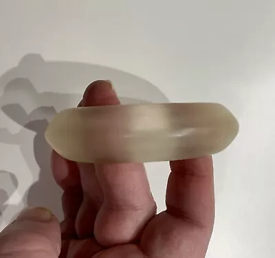 VINTAGE TRANSPARENT CREAM PLASTIC LUCITE CHUNKY BANGLE BRACELET 2.5” In 3.5” Out • $7.99