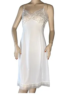 Adorable Vintage Van Raalte Ivory Nylon Slip Dress Nightgown Size 36 USA 60s • $36