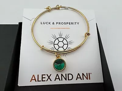 $46.36 • Buy NEW Alex And Ani MARCH BIRTHSTONE CHARM BANGLE AQUAMARINE Bracelet Shiny Gold