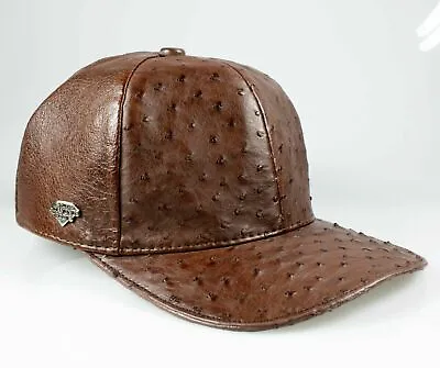 Gorra Exotic Genuine Ostrich Leather Cap Brown Cachucha De Piel De Avestruz • $149.99