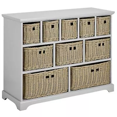 Tetbury Large Chest Of Drawers In Skimming Stone With 10 Brown Storage Baskets • £335.99