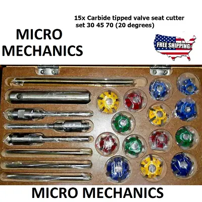 15x Carbide Tipped Valve Seat Cutter Set 30 45 70 (20 Degrees) Vintage & Cars • $151.99