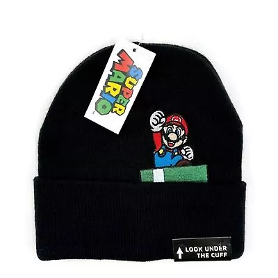 Nintendo Super Mario Brothers Video Game Knit Winter Hat Beanie Black • $18.74