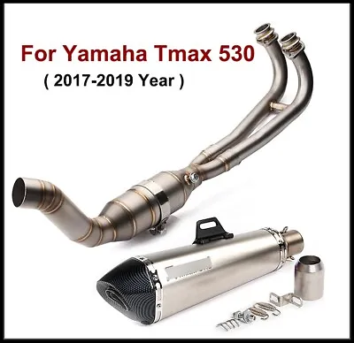 Full Exhaust System Header + Tail Link Pipe Steel For Yamaha TMAX 530 2017-2019 • $260.99