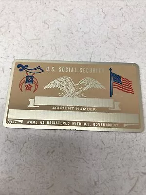 New Vintage SSN Social Security Card Metal USA Shriners International  • $5.91