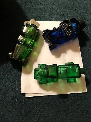 A Set Of 3 Vintage Cologne Glass Decanters From Avon “2” Cars And “1” Truck • $16