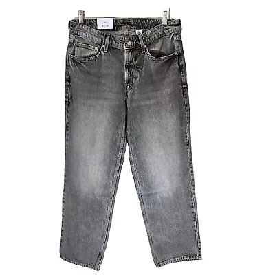 H&M &Denim Distressed Baggy Jeans Womens Size 8 Low Waist Gray Acid Wash New • $28.99