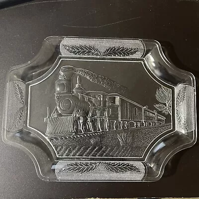 Canton Glass Plate Platter Railroad Train Bread Server  1882 EAPG • $40