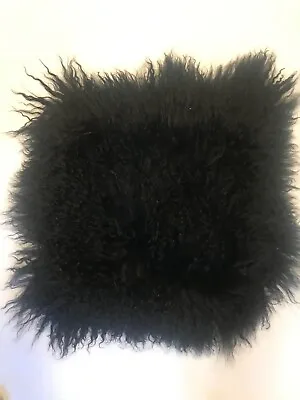 Black New Real Mongolian Lamb Fur Pillow 17  X 17  • $39