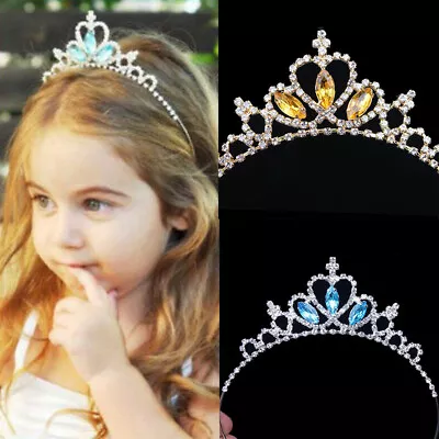 Wedding Prom Tiara Princess Rhinestones Child Kids Girls Crown Crystal Headband • £4.08