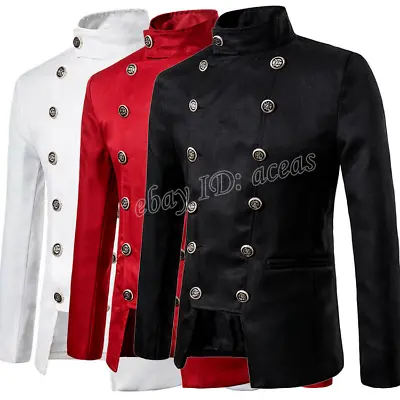 Mens Double-Breasted Hussar Suit Jacket Artillery Drummer Steampunk Blazer Retro • $41.03