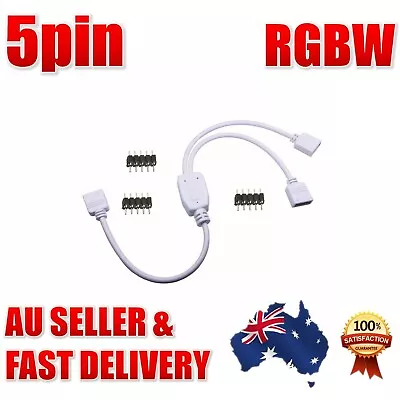 5Pin 1 To 2 Splitter Cable Cord Connector For RGBW 5050 LED Strip Lights • $6.64