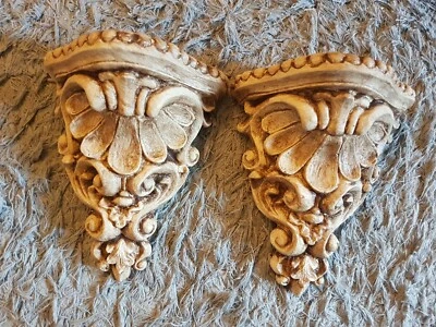 £24 • Buy 2 Floral Plaster Ornate Corbels Wall Plaques Shelf's Bracket Mouldings Handmade