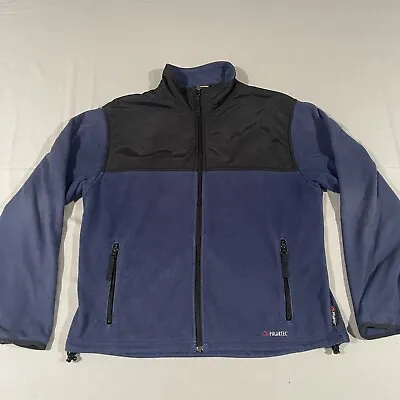 Cabelas Jacket Mens Large Blue Fleece Full Zip Polartec Sweater Pockets • $16.88