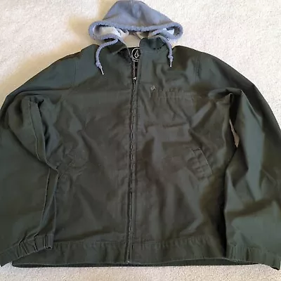 Volcom Jacket Mens Small Green Hoodie Full Zip Pockets Cotton Casual  • $22