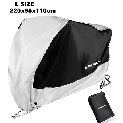 Large Waterproof Motorcycle Cover Heavy Duty For Sun Snow UV Rain Dust Resistant • $21.99