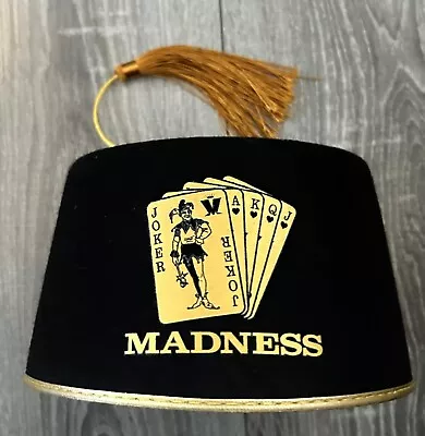 MADNESS - OFFICIAL BLACK FEZ HAT  JOKER DESIGN Two Tone Suggs Ska 2 Tone • £17.50