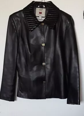 Vtg Misuri Arte Del Cuoio Firenze Soft Black Italian Leather Womens Jacket Sz 6 • $130